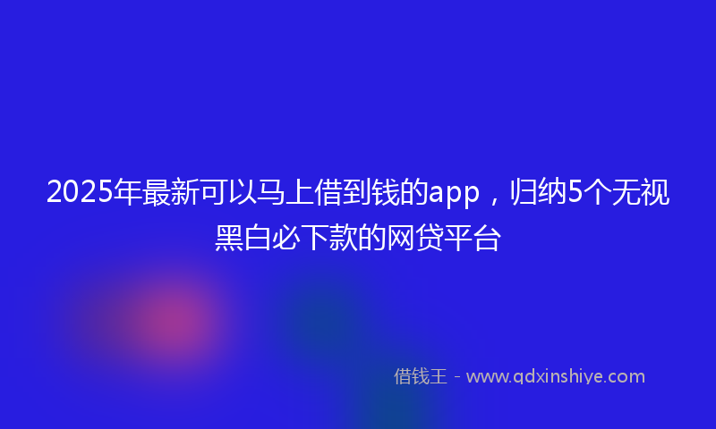 2025年最新可以马上借到钱的app，归纳5个无视黑白必下款的网贷平台