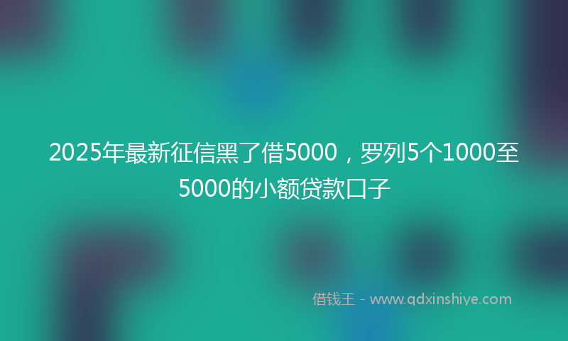 2025年最新征信黑了借5000，罗列5个1000至5000的小额贷款口子