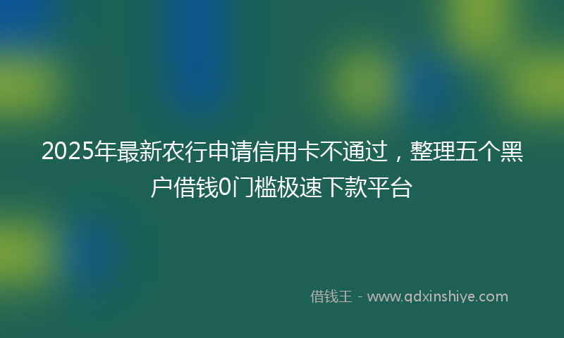 2025年最新农行申请信用卡不通过，整理五个黑户借钱0门槛极速下款平台