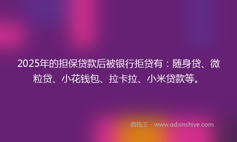 2025年的担保贷款后被银行拒贷有：随身贷、微粒贷、小花钱包、拉卡拉、小米贷款等。