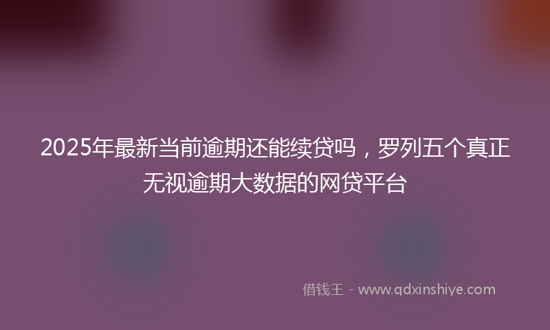 2025年最新当前逾期还能续贷吗，罗列五个真正无视逾期大数据的网贷平台