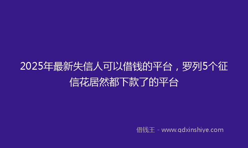 2025年最新失信人可以借钱的平台，罗列5个征信花居然都下款了的平台