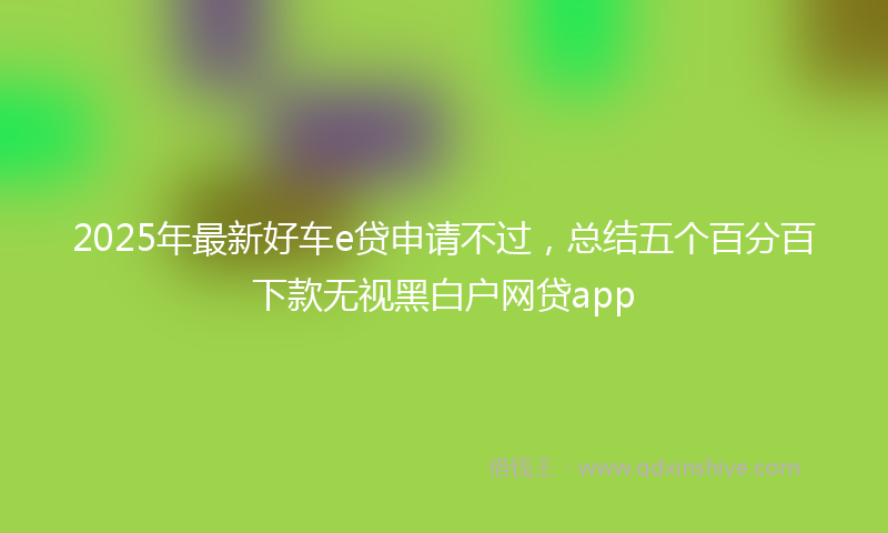 2025年最新好车e贷申请不过，总结五个百分百下款无视黑白户网贷app