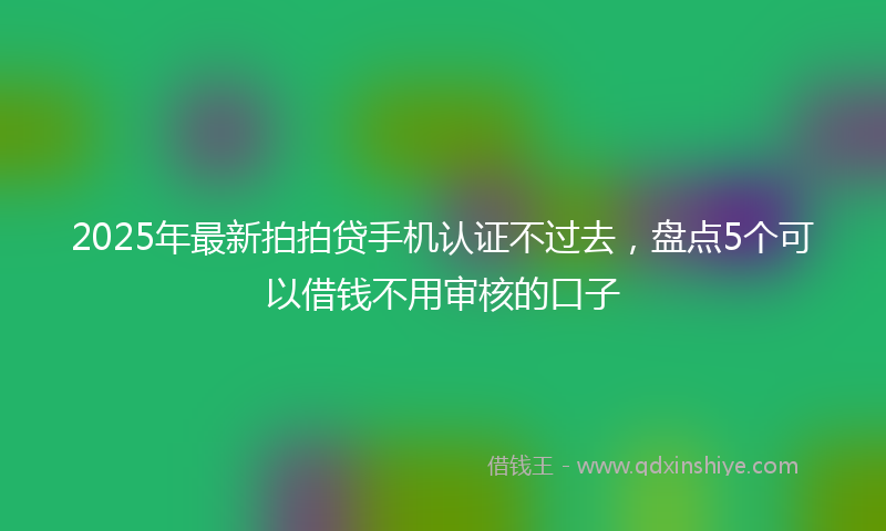 2025年最新拍拍贷手机认证不过去，盘点5个可以借钱不用审核的口子