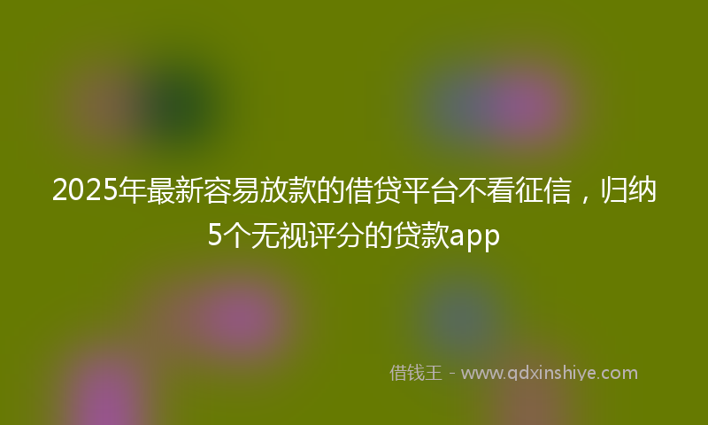 2025年最新容易放款的借贷平台不看征信，归纳5个无视评分的贷款app