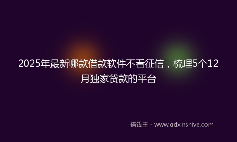 2025年最新哪款借款软件不看征信，梳理5个12月独家贷款的平台