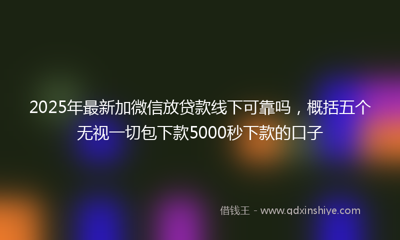 2025年最新加微信放贷款线下可靠吗，概括五个无视一切包下款5000秒下款的口子