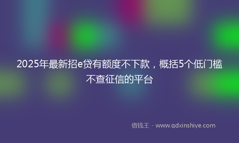 2025年最新招e贷有额度不下款，概括5个低门槛不查征信的平台