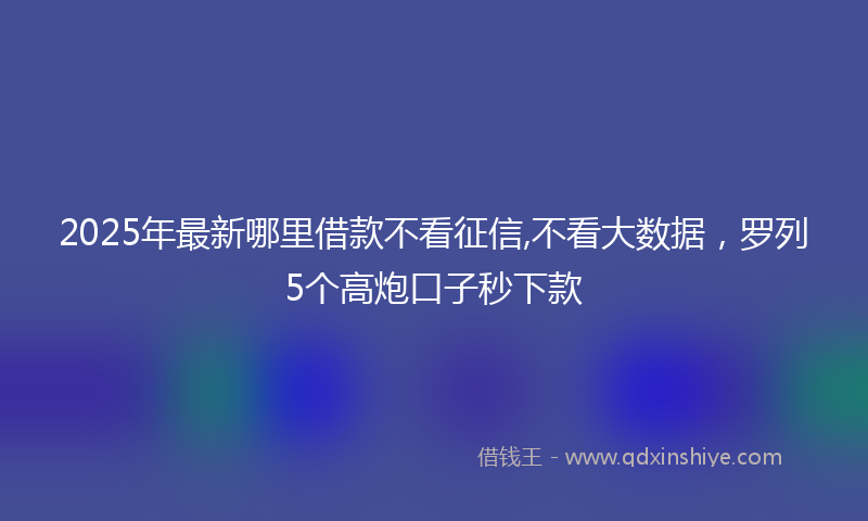 2025年最新哪里借款不看征信,不看大数据，罗列5个高炮口子秒下款