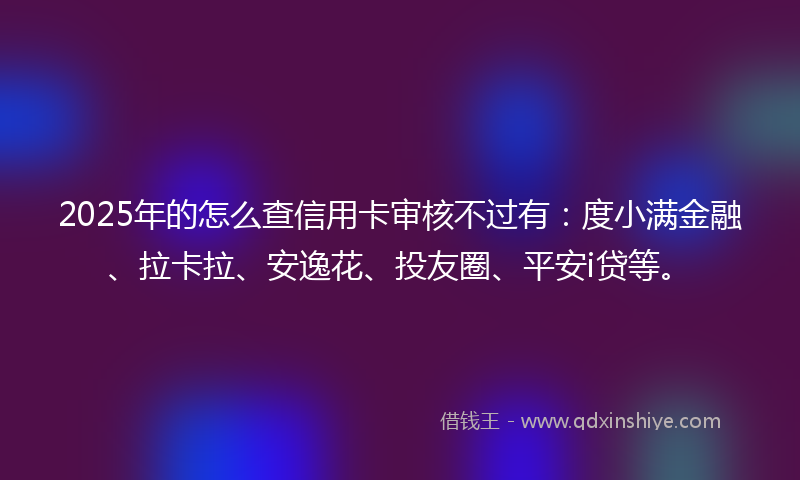 2025年的怎么查信用卡审核不过有：度小满金融、拉卡拉、安逸花、投友圈、平安i贷等。