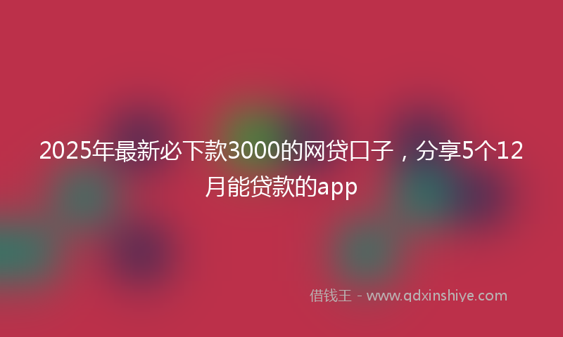 2025年最新必下款3000的网贷口子，分享5个12月能贷款的app