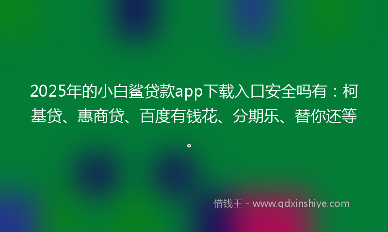 2025年的小白鲨贷款app下载入口安全吗有：柯基贷、惠商贷、百度有钱花、分期乐、替你还等。