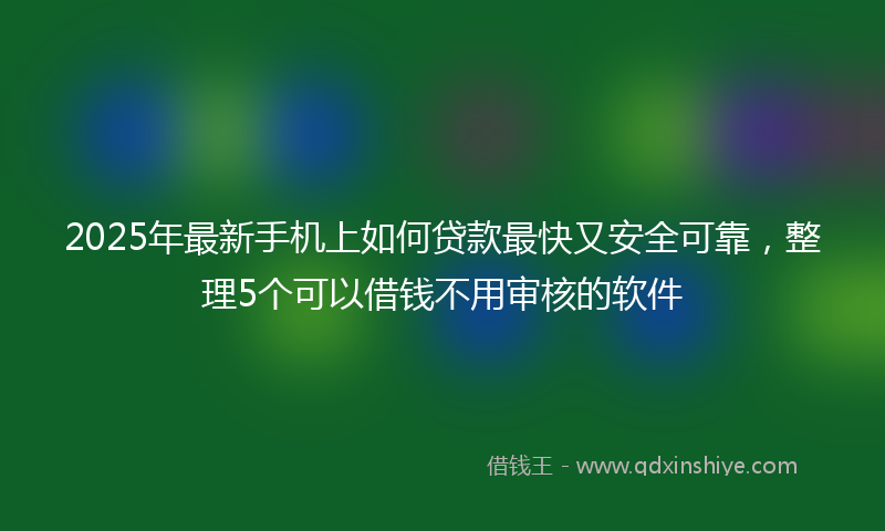 2025年最新手机上如何贷款最快又安全可靠，整理5个可以借钱不用审核的软件