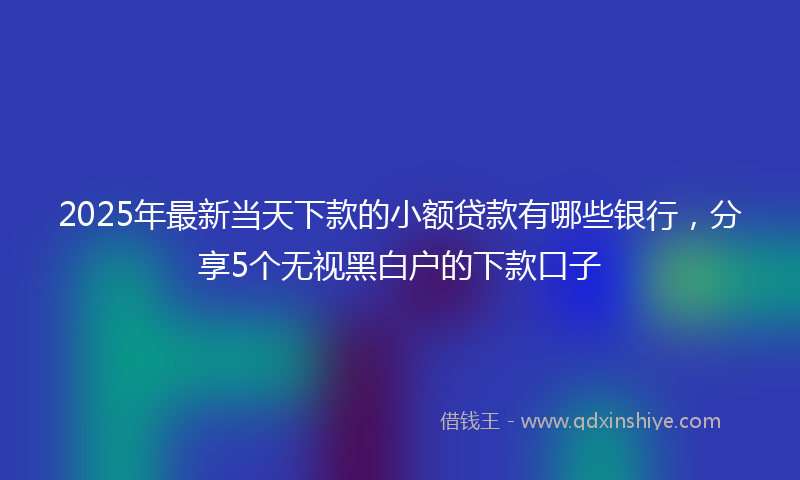 2025年最新当天下款的小额贷款有哪些银行，分享5个无视黑白户的下款口子