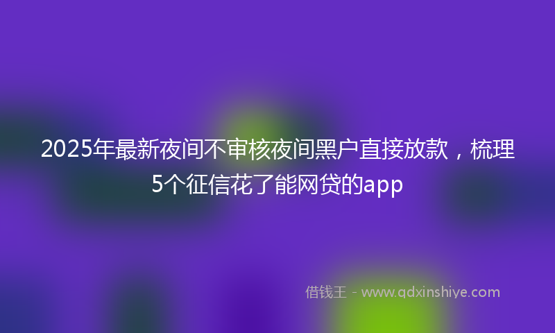 2025年最新夜间不审核夜间黑户直接放款，梳理5个征信花了能网贷的app