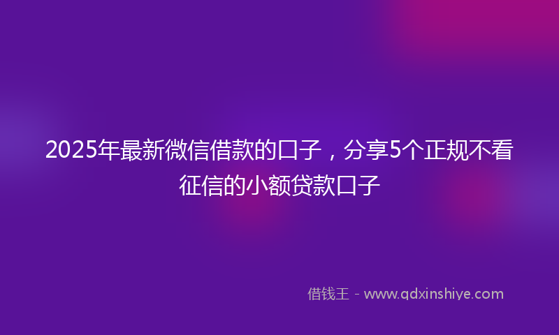 2025年最新微信借款的口子，分享5个正规不看征信的小额贷款口子
