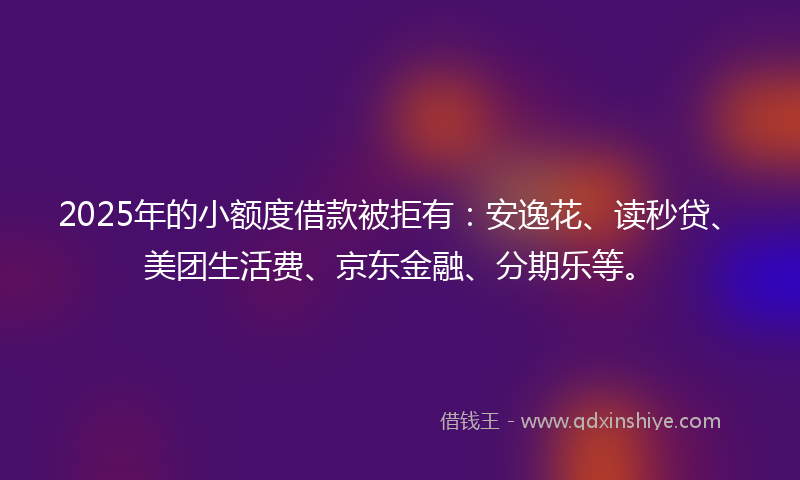 2025年的小额度借款被拒有：安逸花、读秒贷、美团生活费、京东金融、分期乐等。