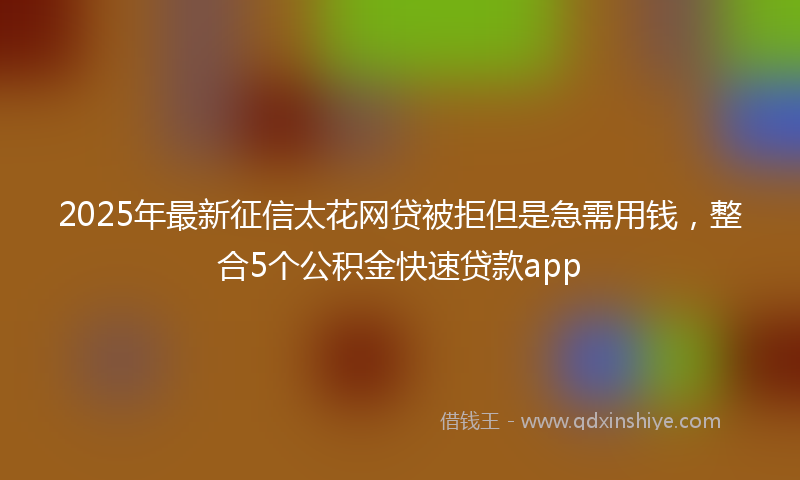 2025年最新征信太花网贷被拒但是急需用钱，整合5个公积金快速贷款app