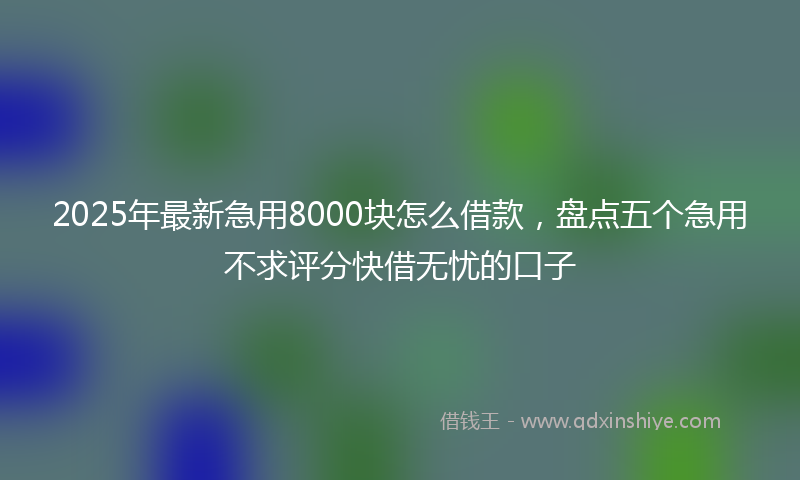 2025年最新急用8000块怎么借款，盘点五个急用不求评分快借无忧的口子