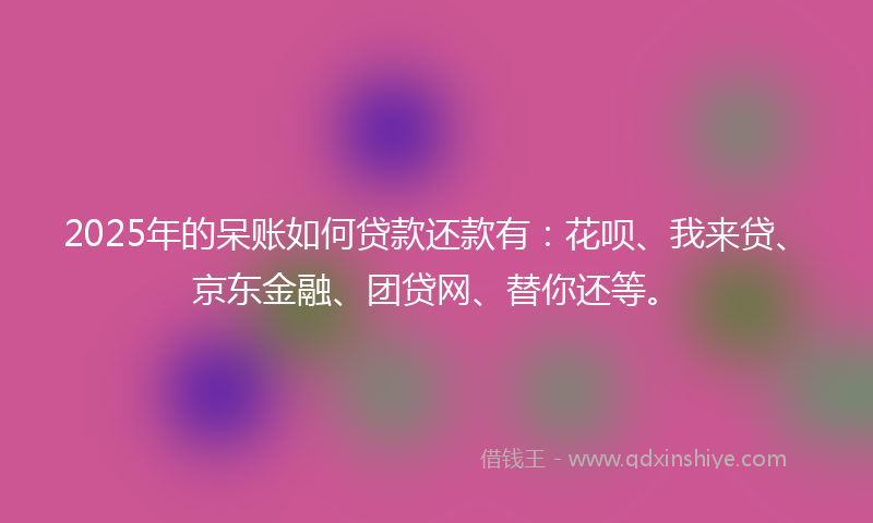 2025年的呆账如何贷款还款有：花呗、我来贷、京东金融、团贷网、替你还等。
