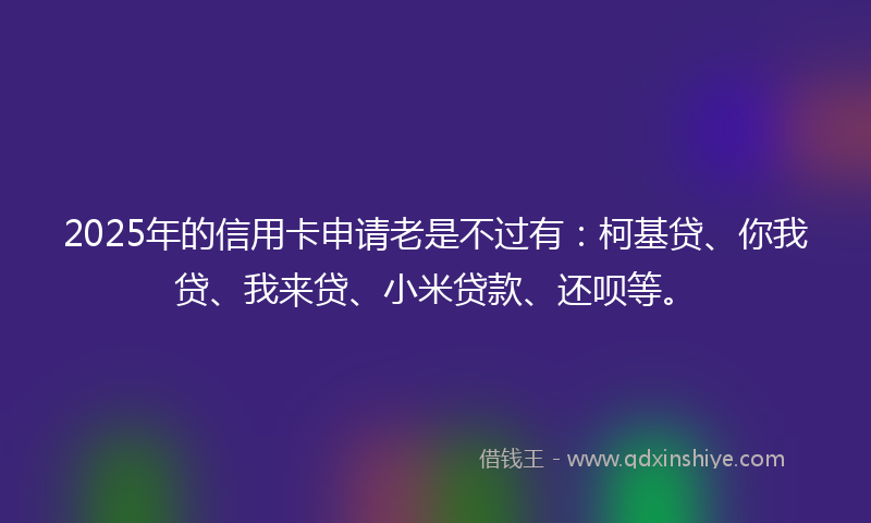 2025年的信用卡申请老是不过有：柯基贷、你我贷、我来贷、小米贷款、还呗等。