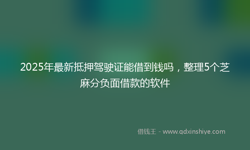 2025年最新抵押驾驶证能借到钱吗，整理5个芝麻分负面借款的软件