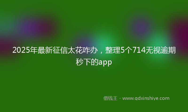2025年最新征信太花咋办，整理5个714无视逾期秒下的app