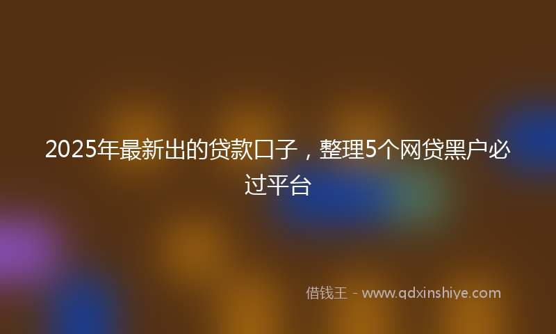 2025年最新出的贷款口子，整理5个网贷黑户必过平台