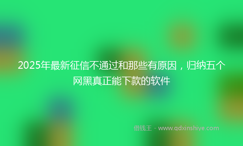 2025年最新征信不通过和那些有原因，归纳五个网黑真正能下款的软件