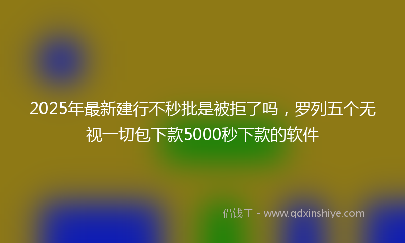 2025年最新建行不秒批是被拒了吗，罗列五个无视一切包下款5000秒下款的软件