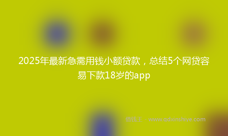 2025年最新急需用钱小额贷款，总结5个网贷容易下款18岁的app