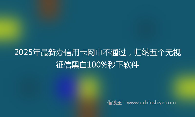 2025年最新办信用卡网申不通过，归纳五个无视征信黑白100%秒下软件