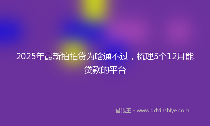 2025年最新拍拍贷为啥通不过，梳理5个12月能贷款的平台