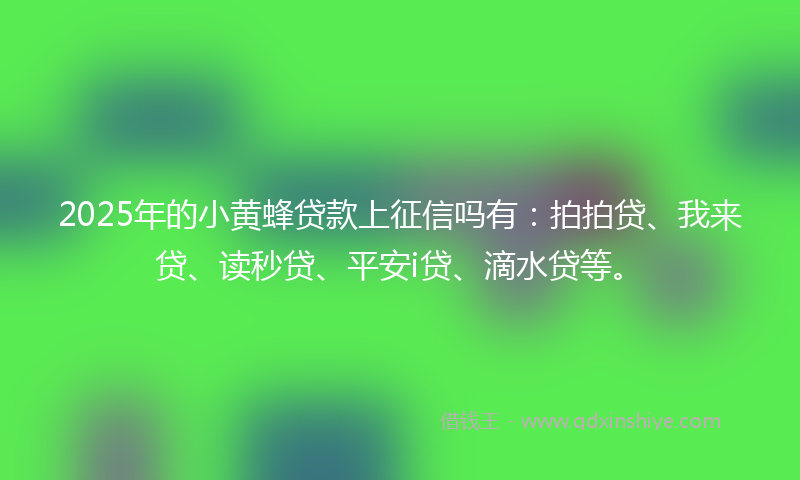 2025年的小黄蜂贷款上征信吗有：拍拍贷、我来贷、读秒贷、平安i贷、滴水贷等。