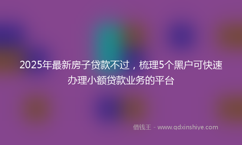 2025年最新房子贷款不过，梳理5个黑户可快速办理小额贷款业务的平台
