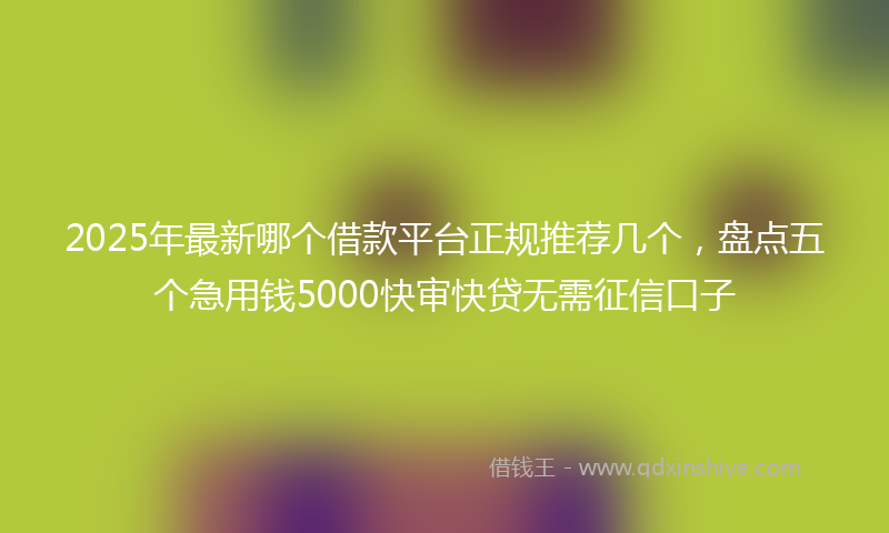 2025年最新哪个借款平台正规推荐几个，盘点五个急用钱5000快审快贷无需征信口子