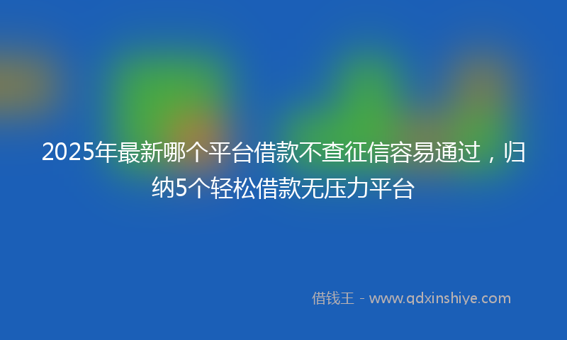 2025年最新哪个平台借款不查征信容易通过，归纳5个轻松借款无压力平台