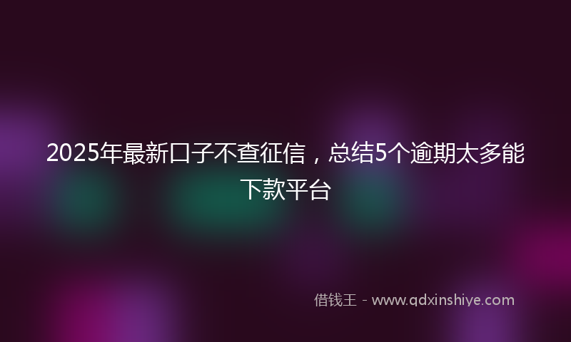 2025年最新口子不查征信，总结5个逾期太多能下款平台