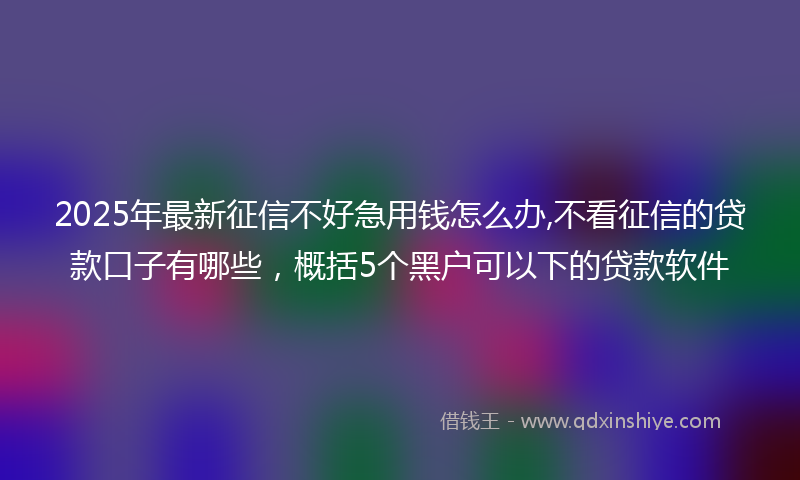 2025年最新征信不好急用钱怎么办,不看征信的贷款口子有哪些，概括5个黑户可以下的贷款软件