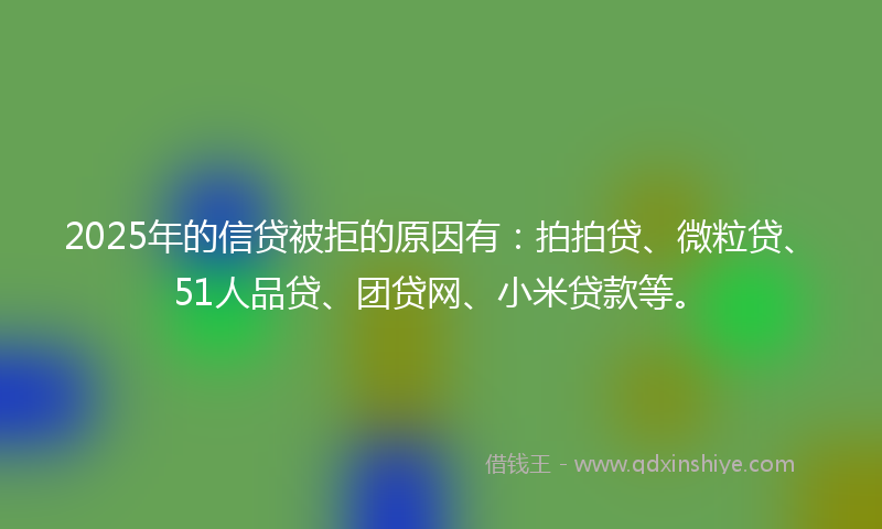 2025年的信贷被拒的原因有：拍拍贷、微粒贷、51人品贷、团贷网、小米贷款等。