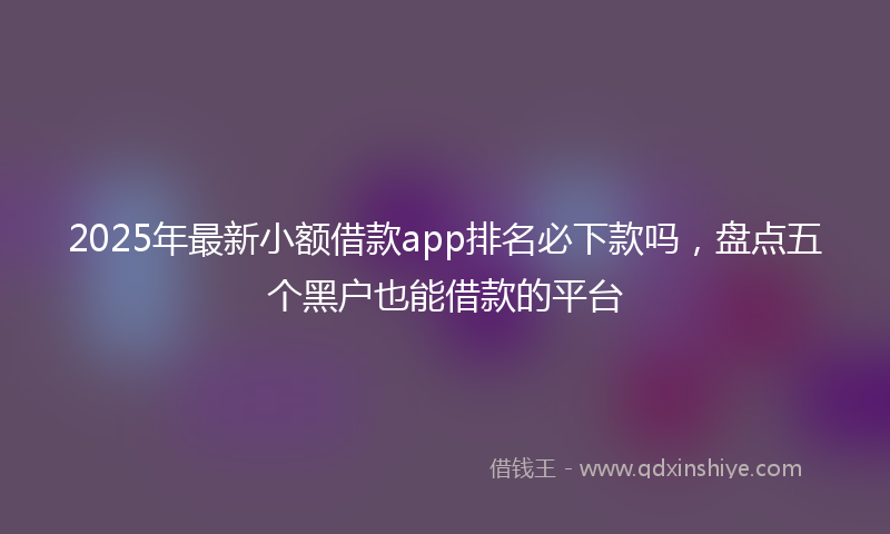 2025年最新小额借款app排名必下款吗，盘点五个黑户也能借款的平台