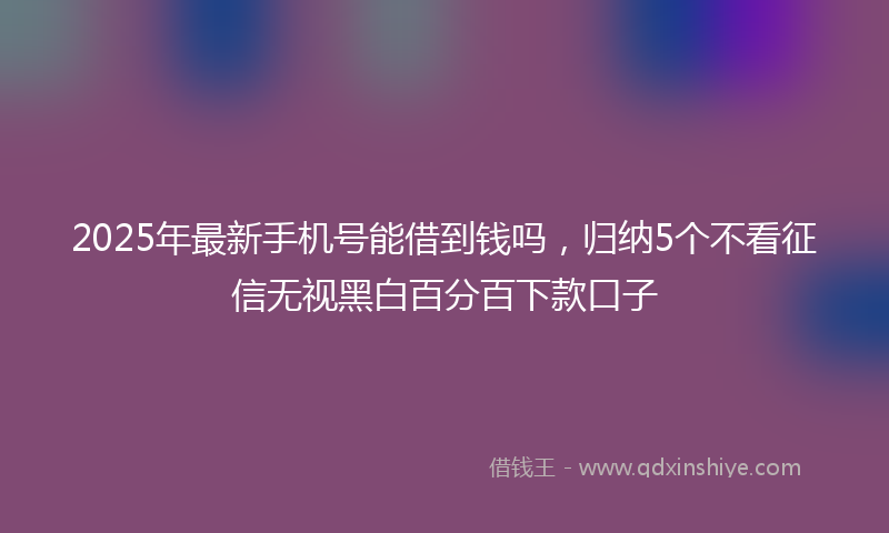 2025年最新手机号能借到钱吗，归纳5个不看征信无视黑白百分百下款口子