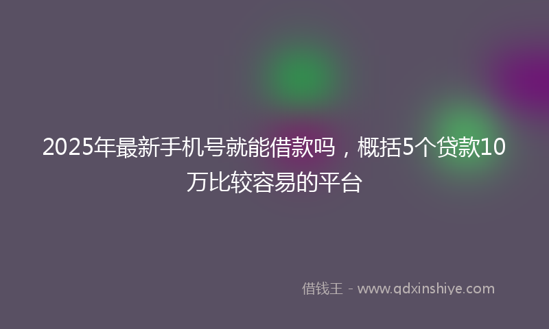 2025年最新手机号就能借款吗，概括5个贷款10万比较容易的平台