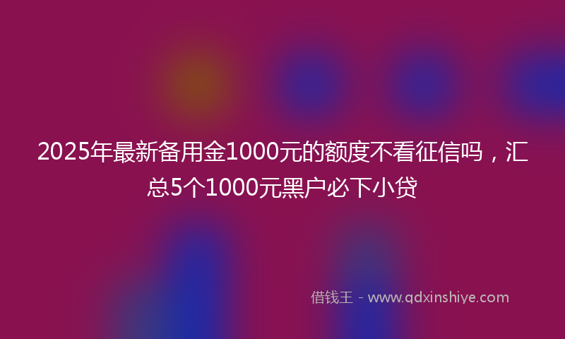 2025年最新备用金1000元的额度不看征信吗，汇总5个1000元黑户必下小贷