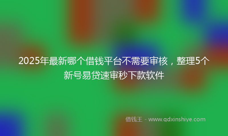 2025年最新哪个借钱平台不需要审核，整理5个新号易贷速审秒下款软件