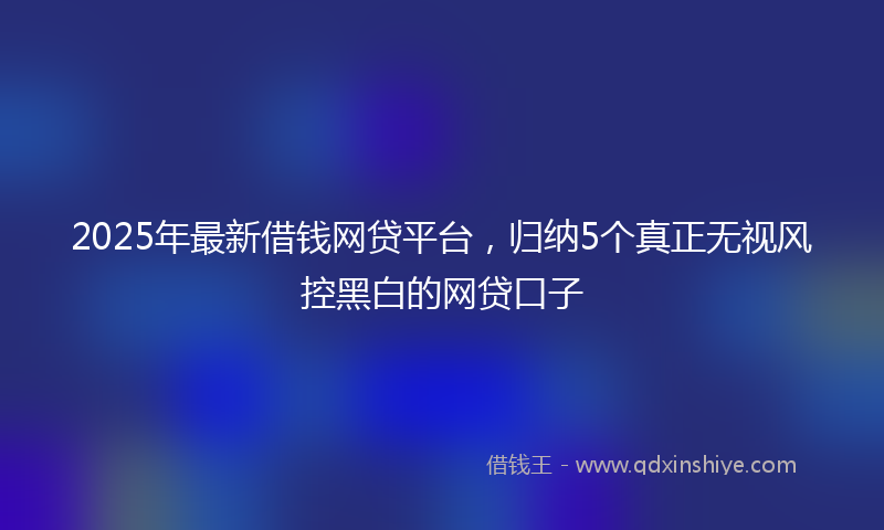 2025年最新借钱网贷平台，归纳5个真正无视风控黑白的网贷口子