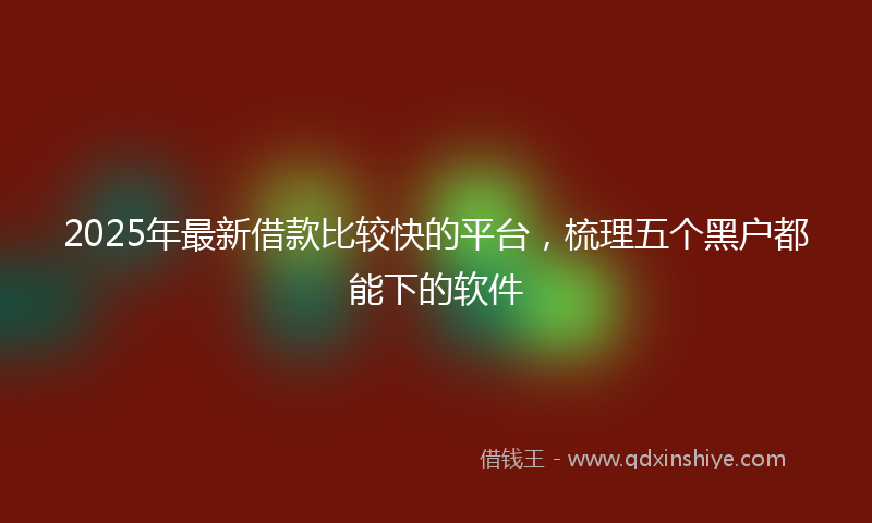2025年最新借款比较快的平台，梳理五个黑户都能下的软件