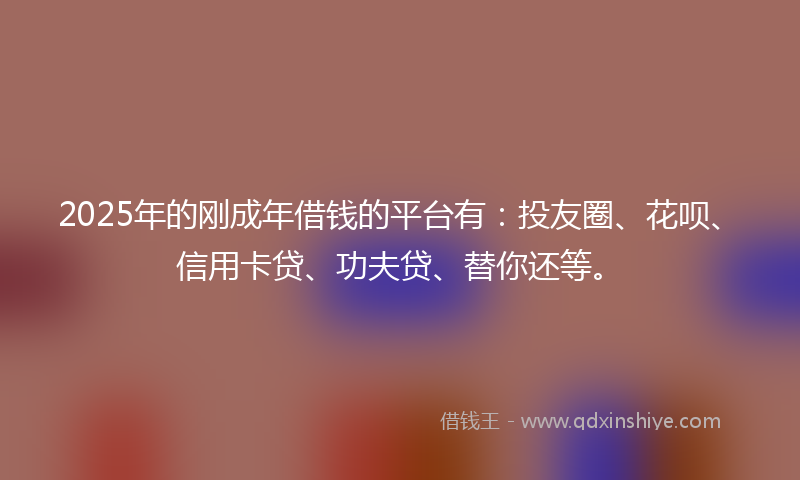 2025年的刚成年借钱的平台有：投友圈、花呗、信用卡贷、功夫贷、替你还等。