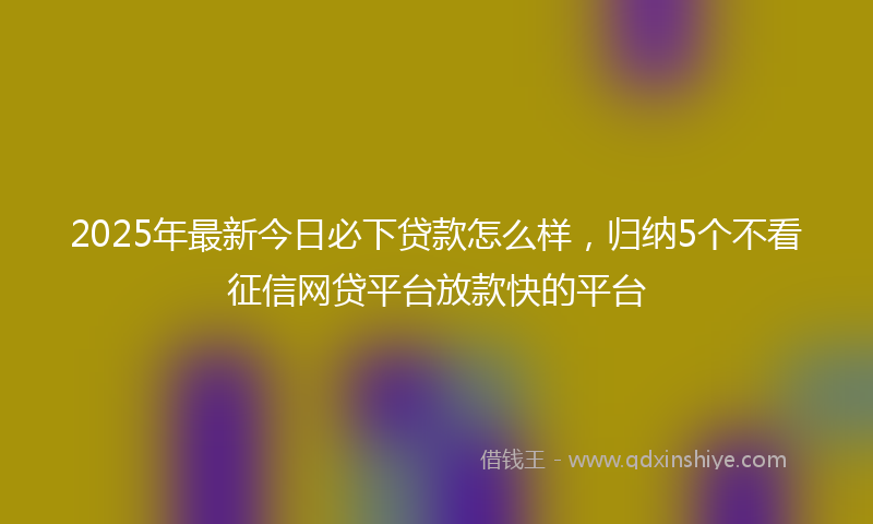 2025年最新今日必下贷款怎么样，归纳5个不看征信网贷平台放款快的平台