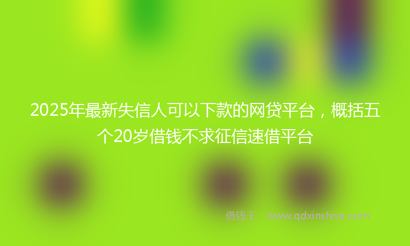 2025年最新失信人可以下款的网贷平台，概括五个20岁借钱不求征信速借平台